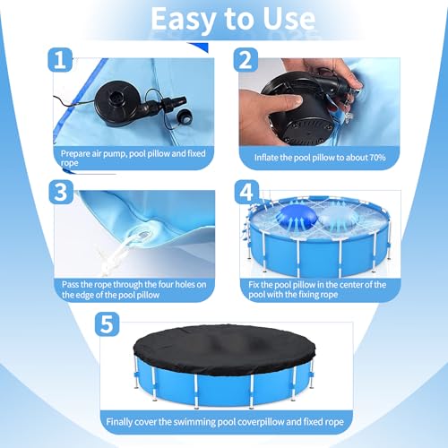 Thumbnail 5 de TZEKING coussins gonflables d’hivernage pour piscine, lot de 2, Ø 1,20 m