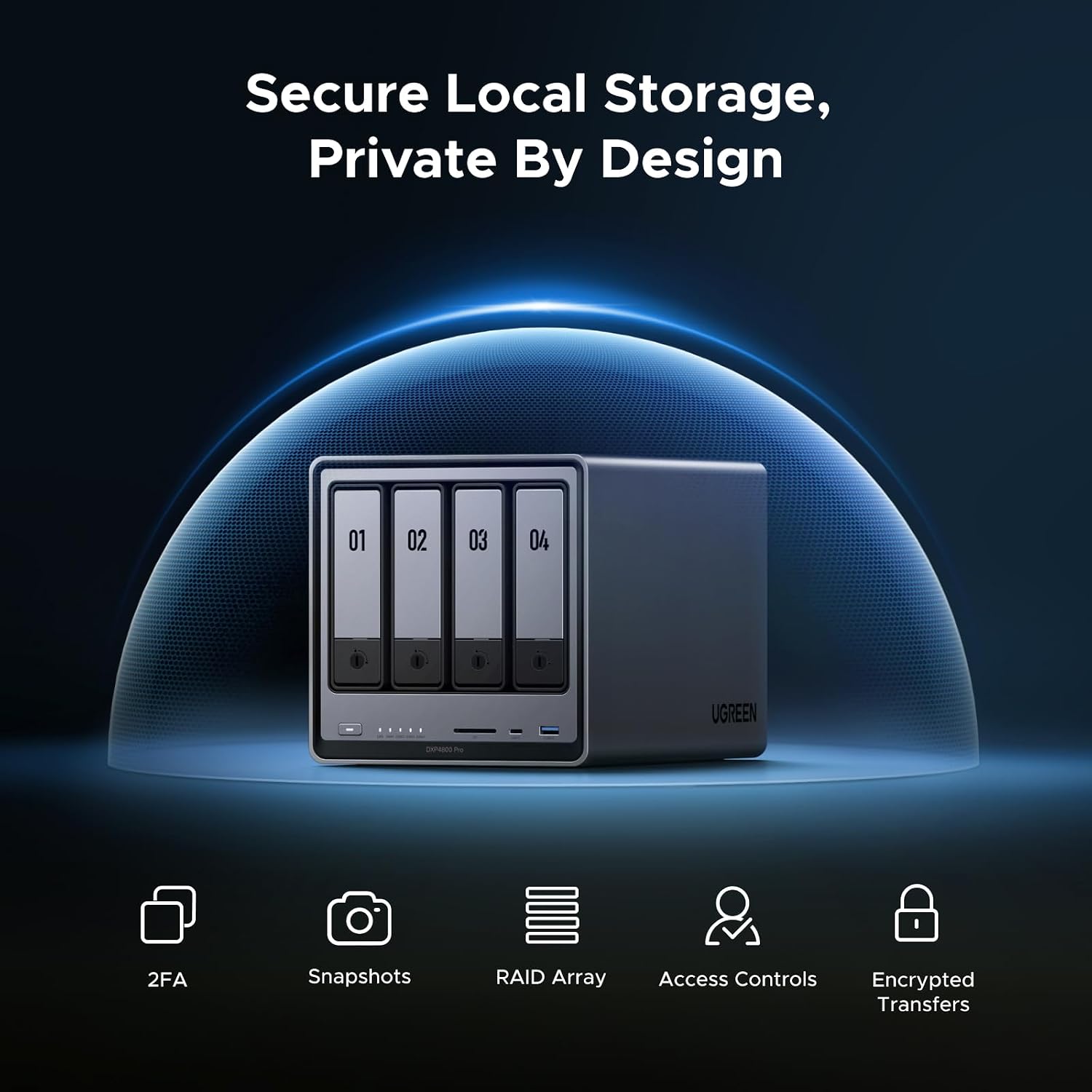 Thumbnail 6 de UGREEN NAS DXP4800 Pro 4-Bay Desktop NAS (Diskless) with HDMI Cable, Intel Core i3-1315U, 8GB DDR5, 128GB SSD