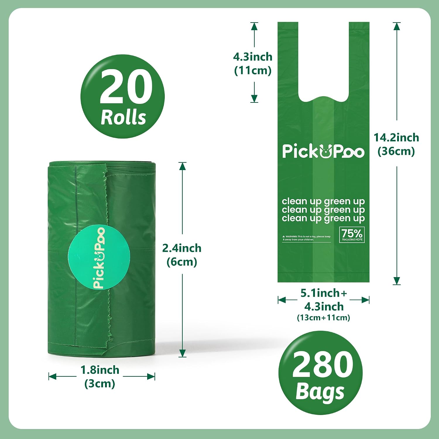 Detalle de PickUPoo hondenpoepzakjes met strikhandvatten, lavendelgeur en 15 micron