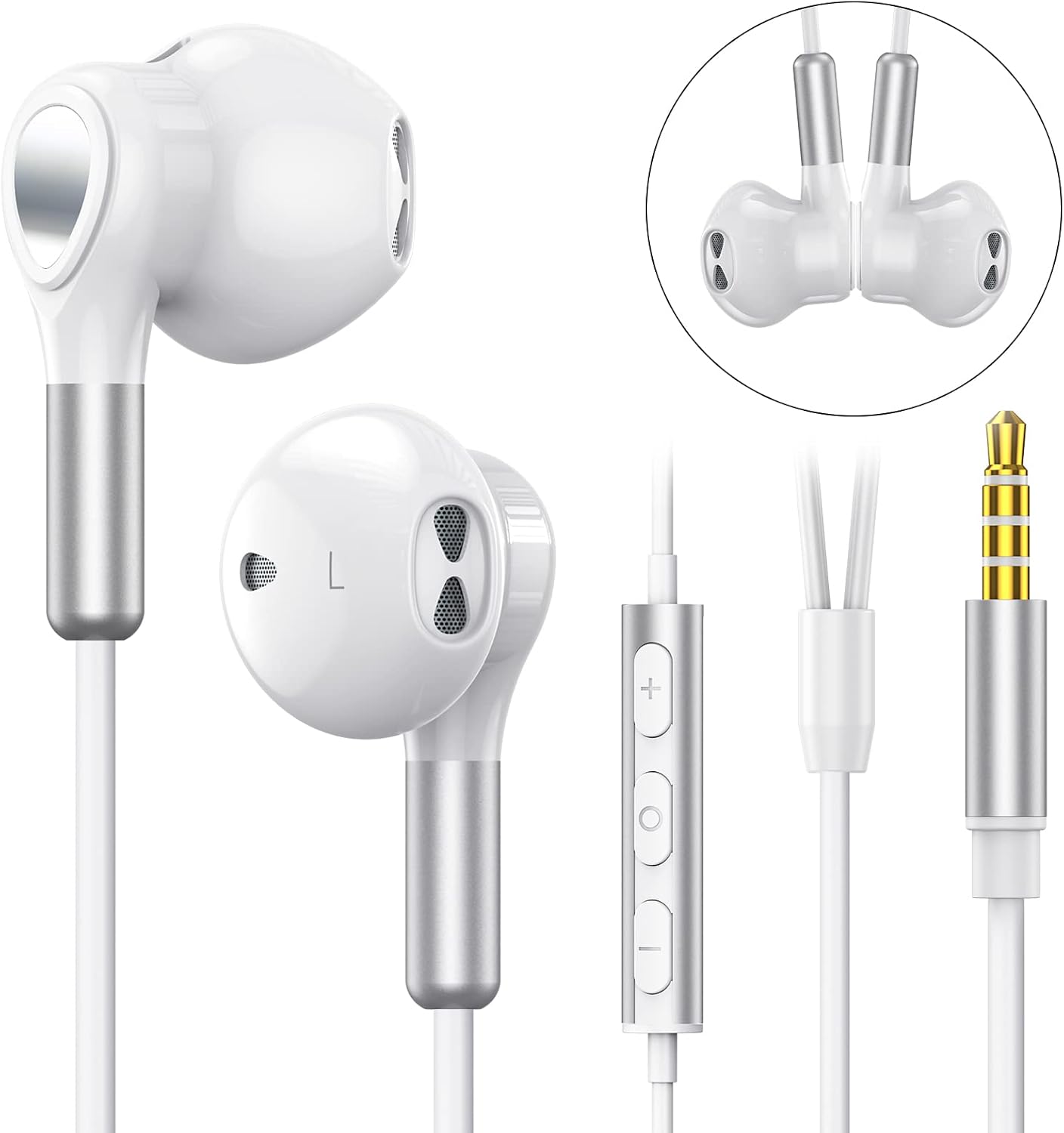 Thumbnail 1 de BENEWY wired in-ear headphones with 3.5mm jack, microphone and volume control