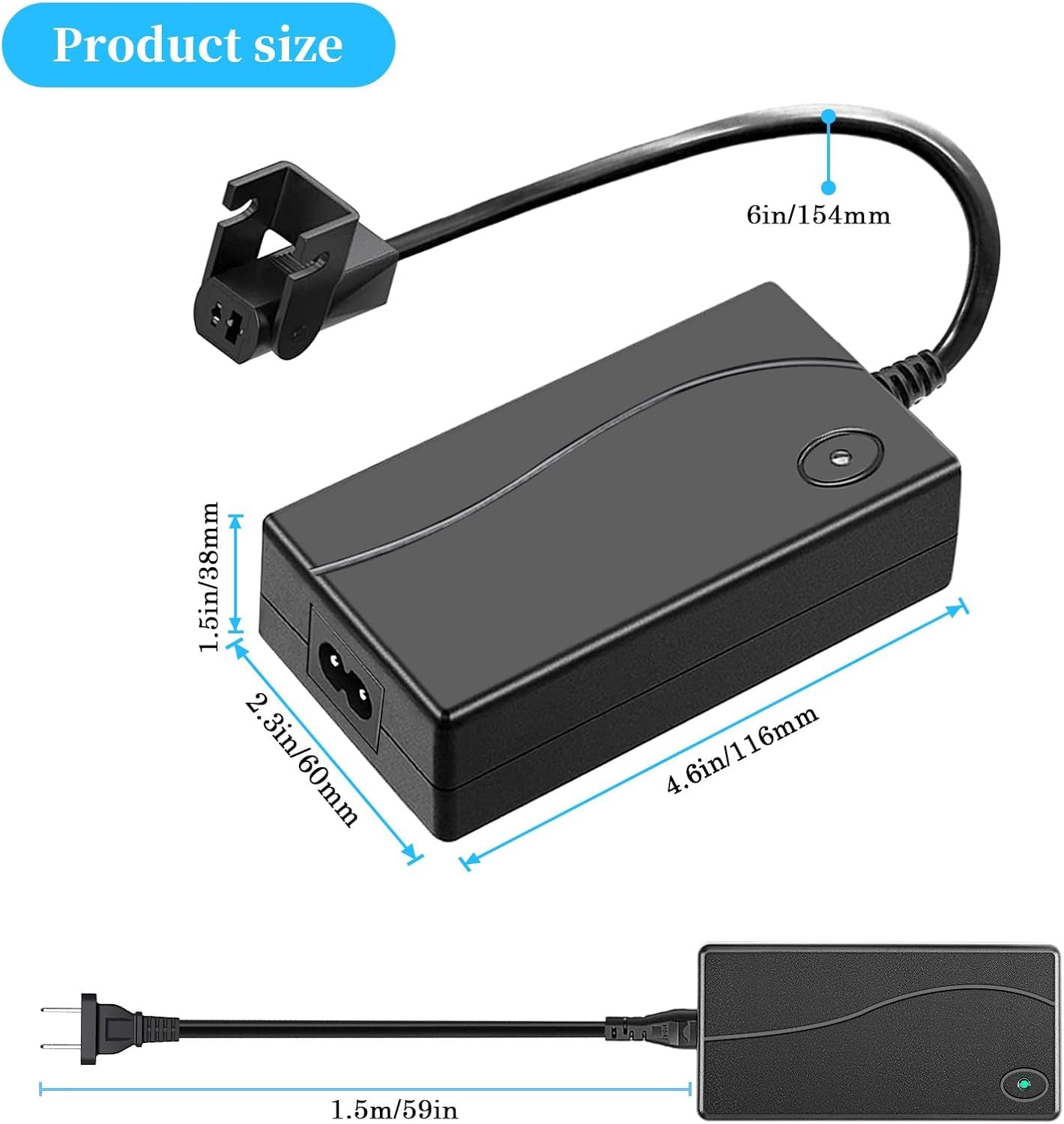 Detalle 2 de STAIGO 8541832276 Lift Chair Power Adapter, 29V 2A, 2-Pin