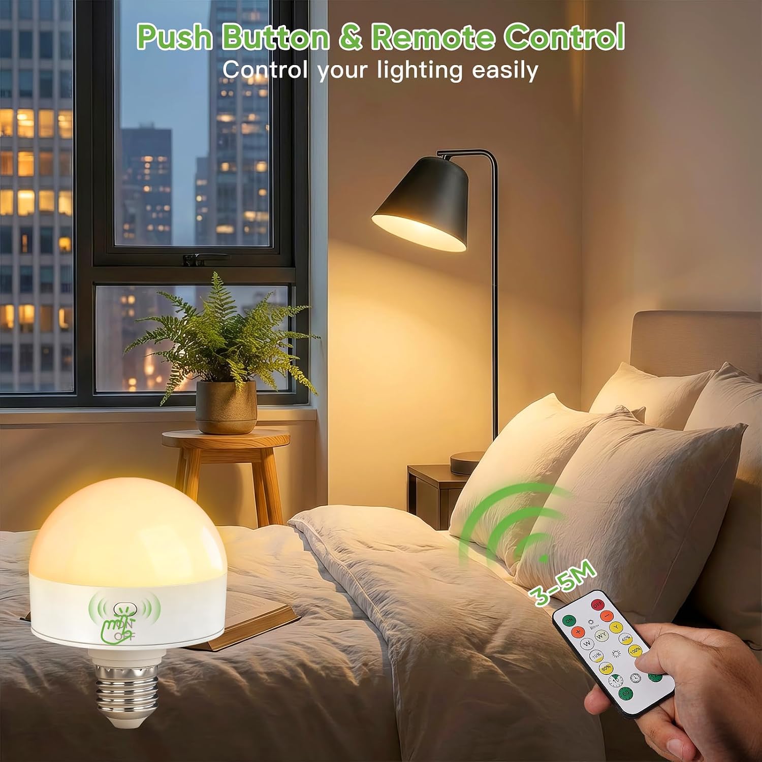 Detalle 1 de Kimjo D0905 E27-ledlampen, oplaadbaar en dimbaar met afstandsbediening