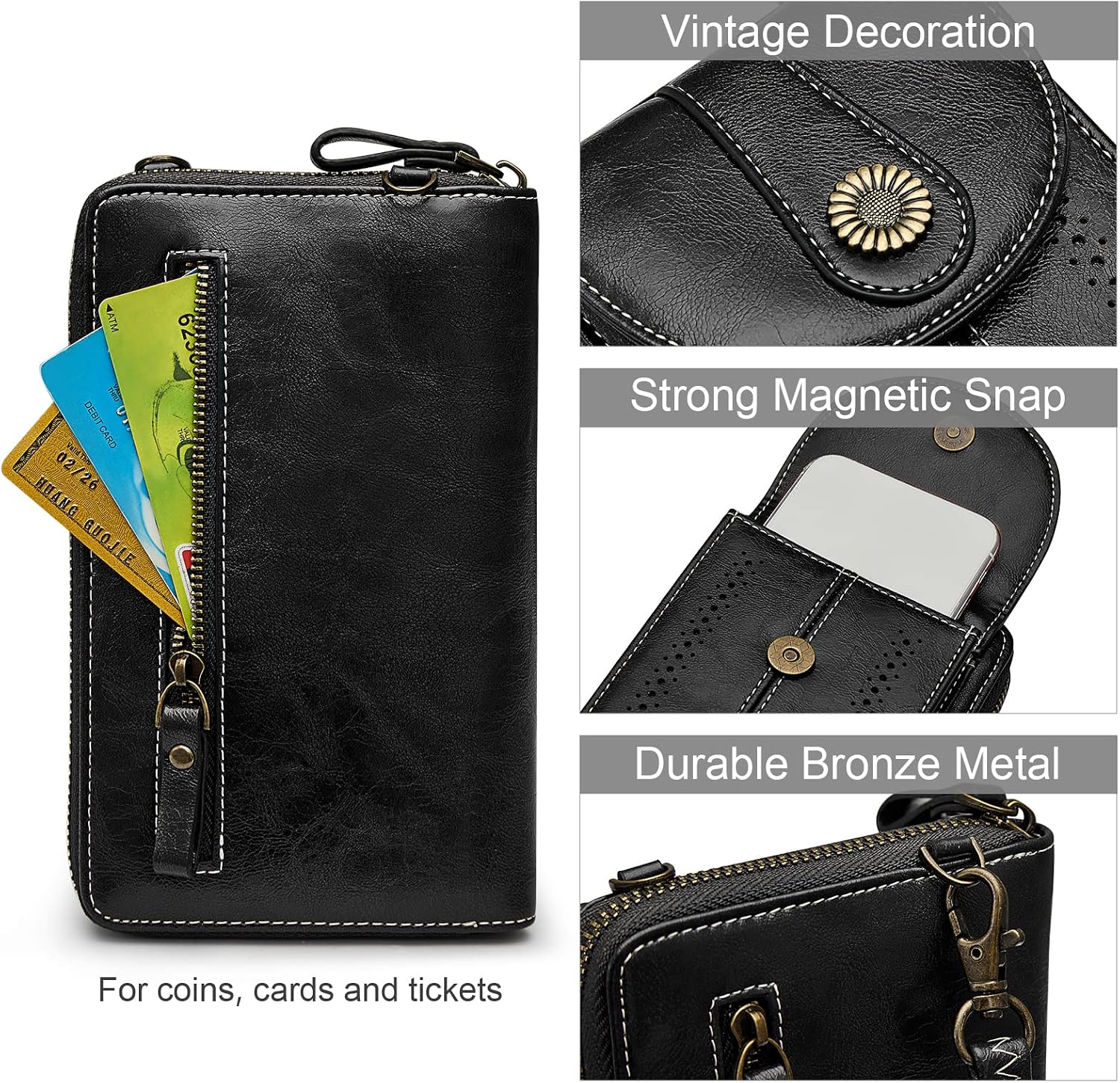 Thumbnail 5 de S-ZONE Pn21b017 Portamonete per telefono, donna — custodia a tracolla RFID