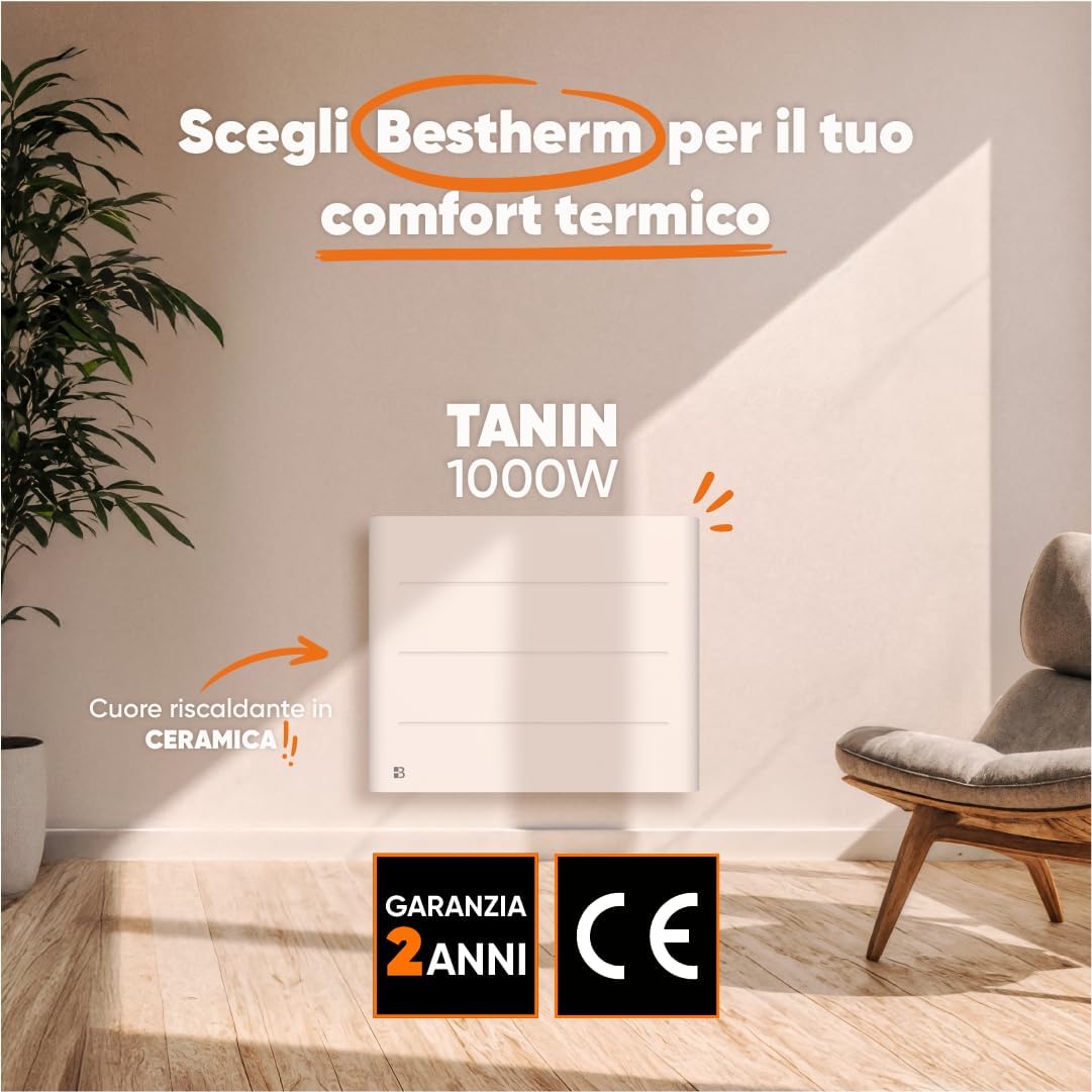 Thumbnail 1 de BESTHERM TANIN radiatore elettrico fisso a inerzia secca in ceramica 1000W, bianco