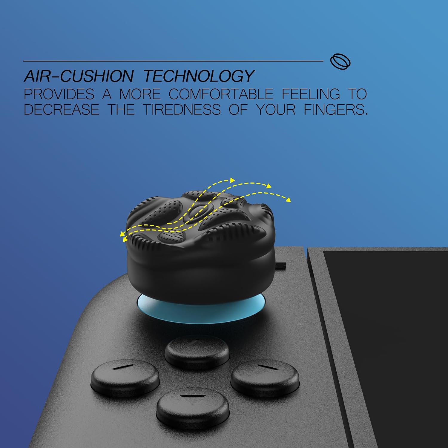 Detalle 2 de playvital for Switch 2 Thumb Grips (4-Pack) – Silicone thumb caps with air cushion, anti-slip raindrop texture in black
