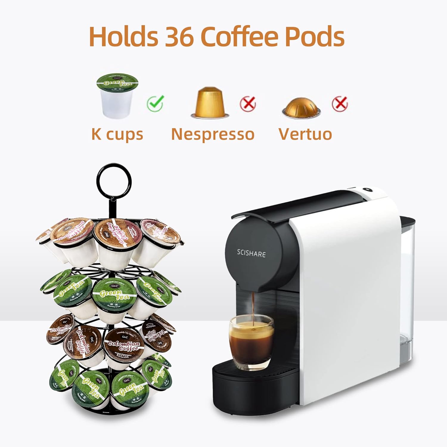 Thumbnail 4 de ROWISE K-Cup Pod Carousel Holder and Organizer (36 Pods) with 360° Spin