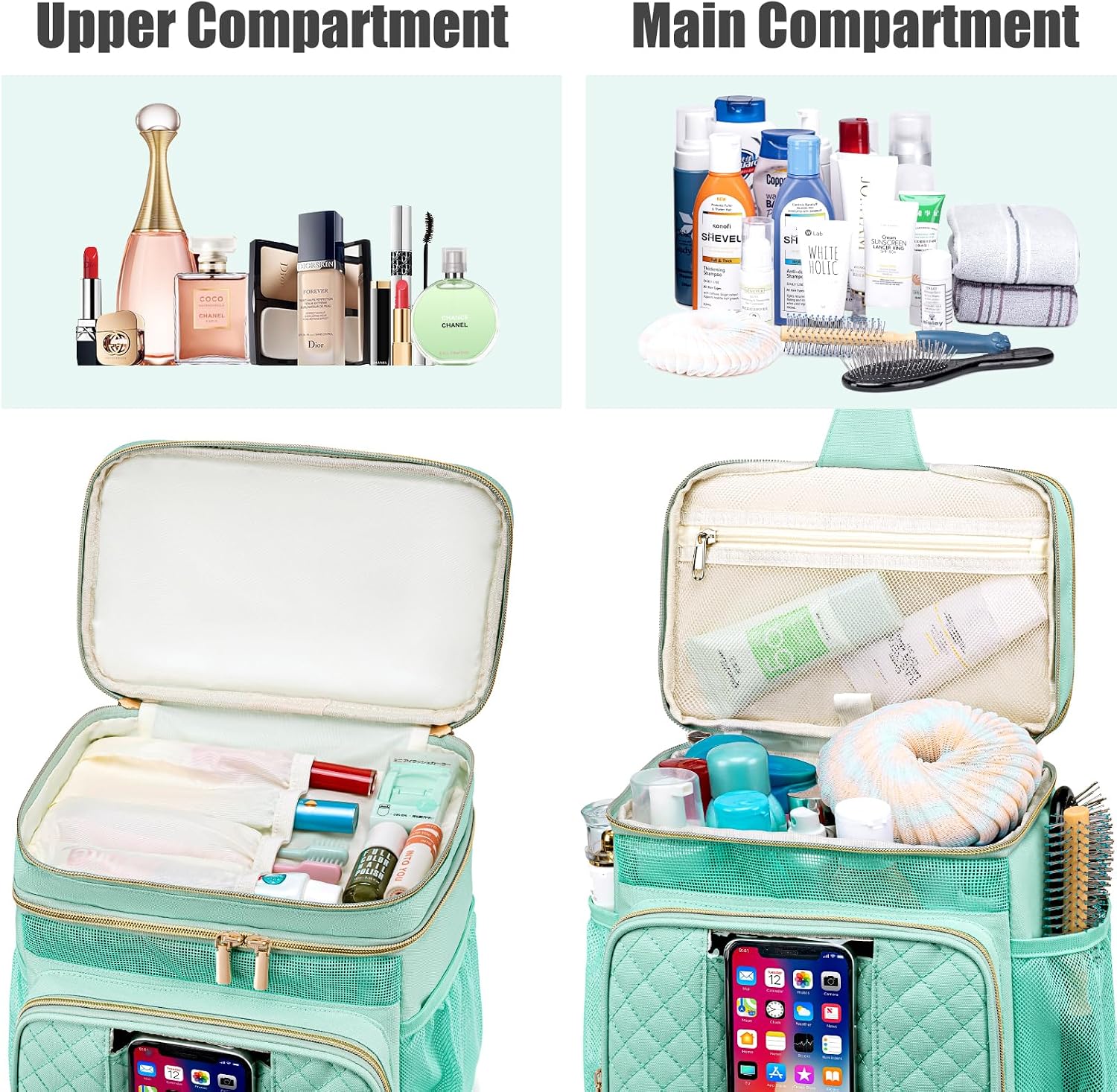 Detalle 2 de Tealari Large Toiletry Bag Shower Caddy with Hanging Hook & Transparent Waterproof Phone Pocket