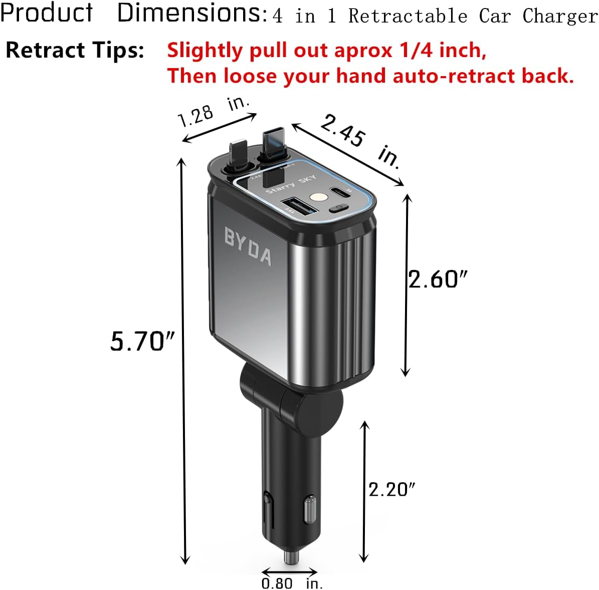 Thumbnail 5 de Caricabatteria auto retrattile USB C 69 W