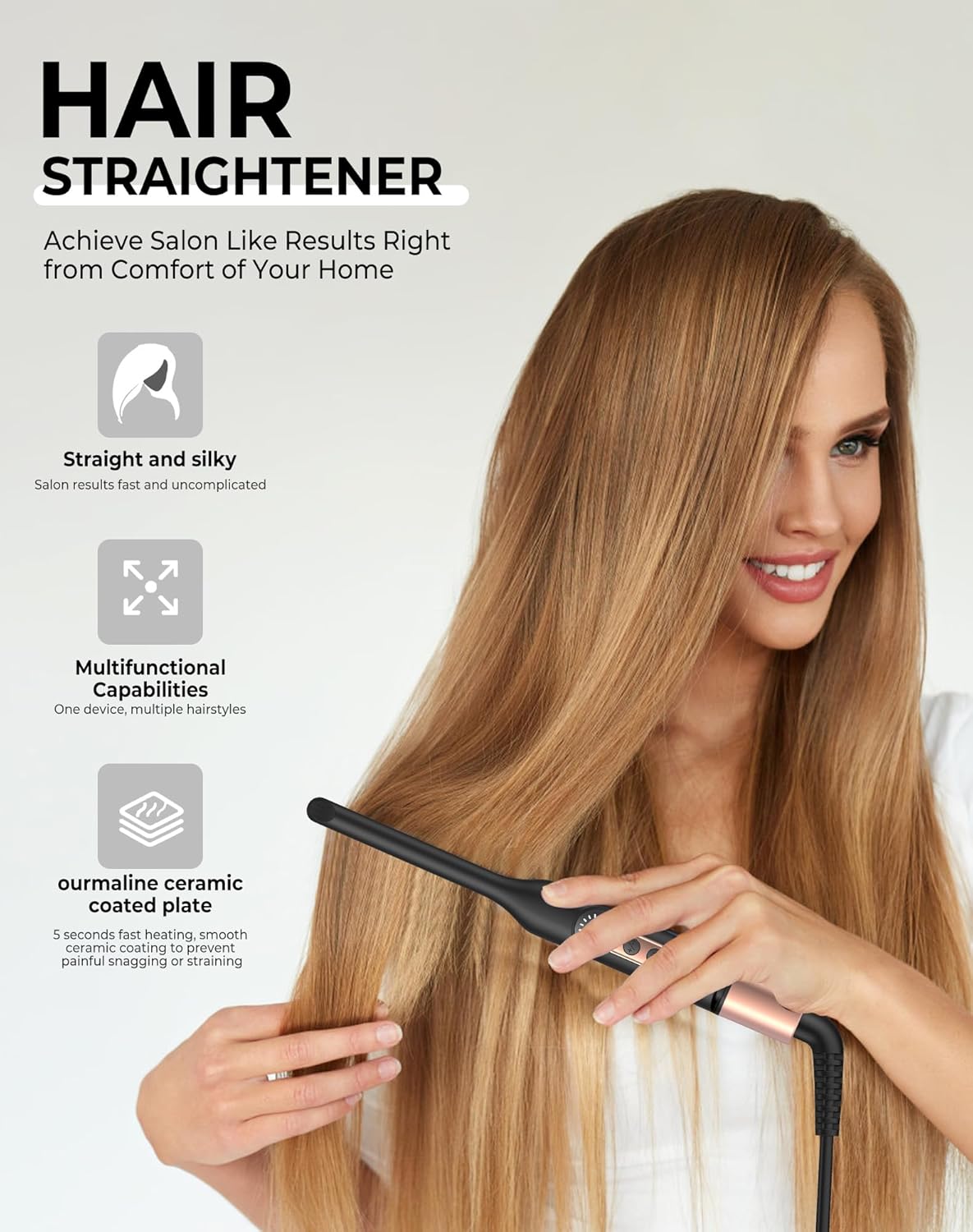 Detalle de UMIGA Mini Pencil Hair Straightener: 2-in-1 Travel Styler for Hair and Beards