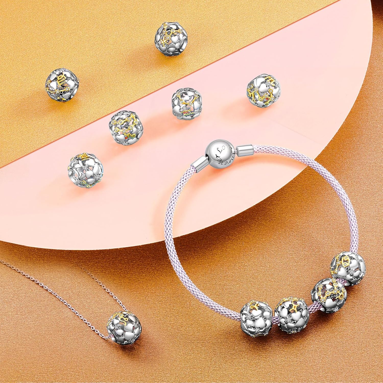 Detalle de Rimgoris Breloques en Argent 925 pour Femmes – Coeur Amour pour Bracelet ou Collier