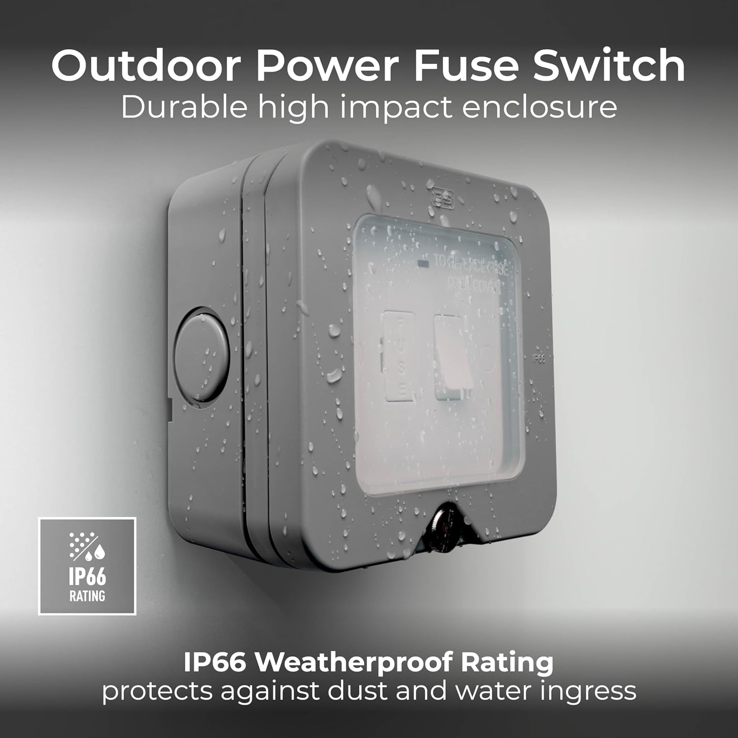 Detalle de BG Electrical Outdoor Switched Fused Connection Unit with LED Power Indicator (WP53) – 13A, IP66 Weatherproof