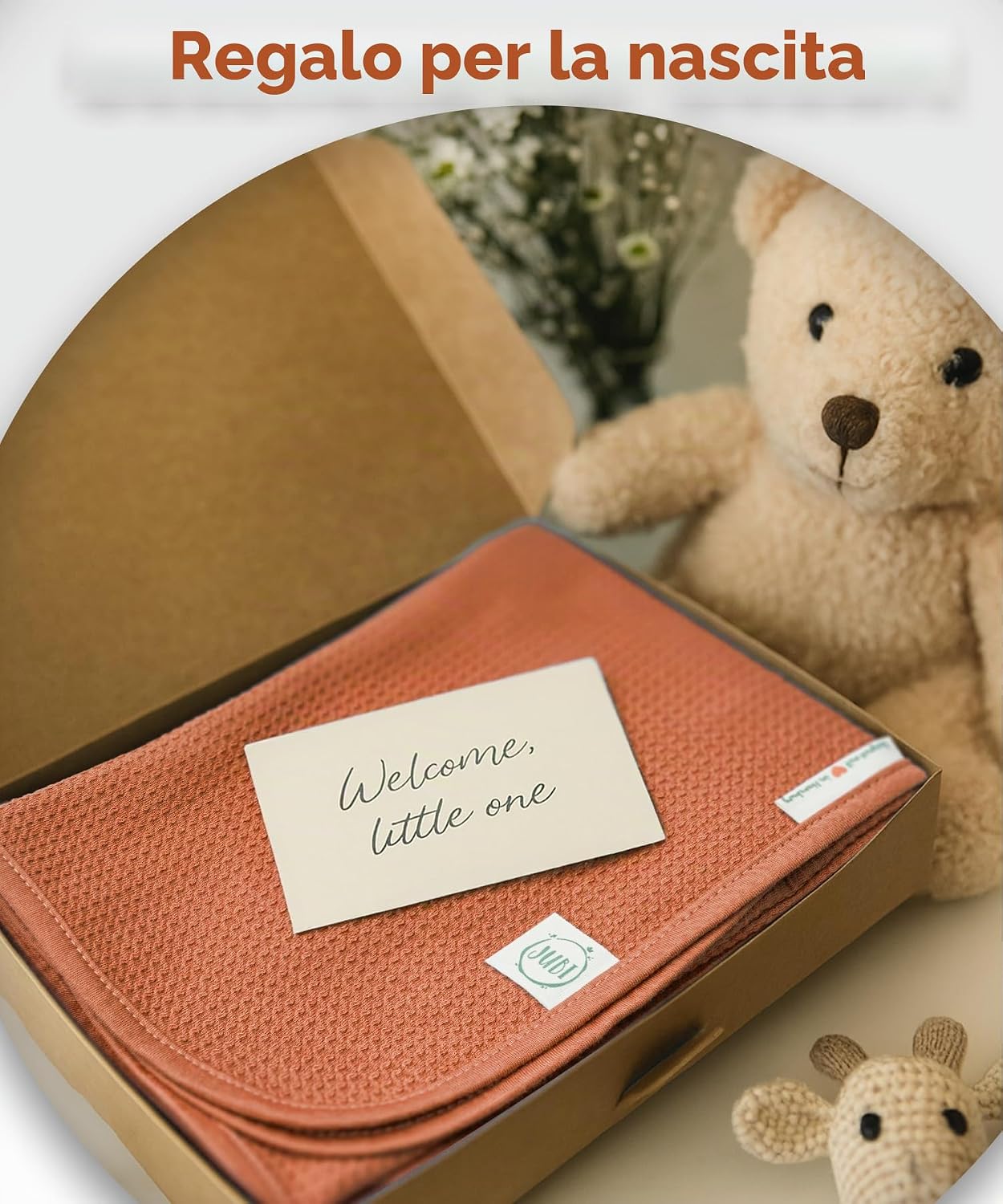 Detalle de Jubi Coperta Neonato Estiva 70x100 cm in Cotone – Morbidezza e Traspirabilità per Carrozzina, Lettino e Passeggino (Marrone Ruggine)