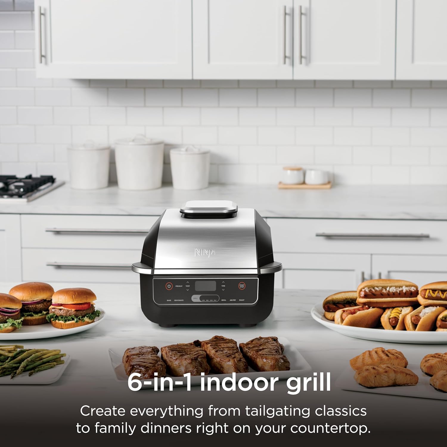 Detalle 2 de Ninja EG201 Foodi 6-in-1 Indoor Grill (2nd Gen) with Air Fry, Roast, Bake, Broil & Dehydrate
