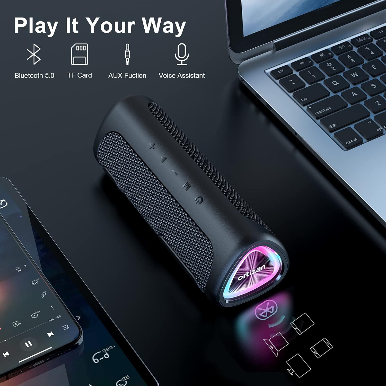 Detalle 2 de Ortizan 24W Bluetooth Speaker, 30h playtime ๐ข