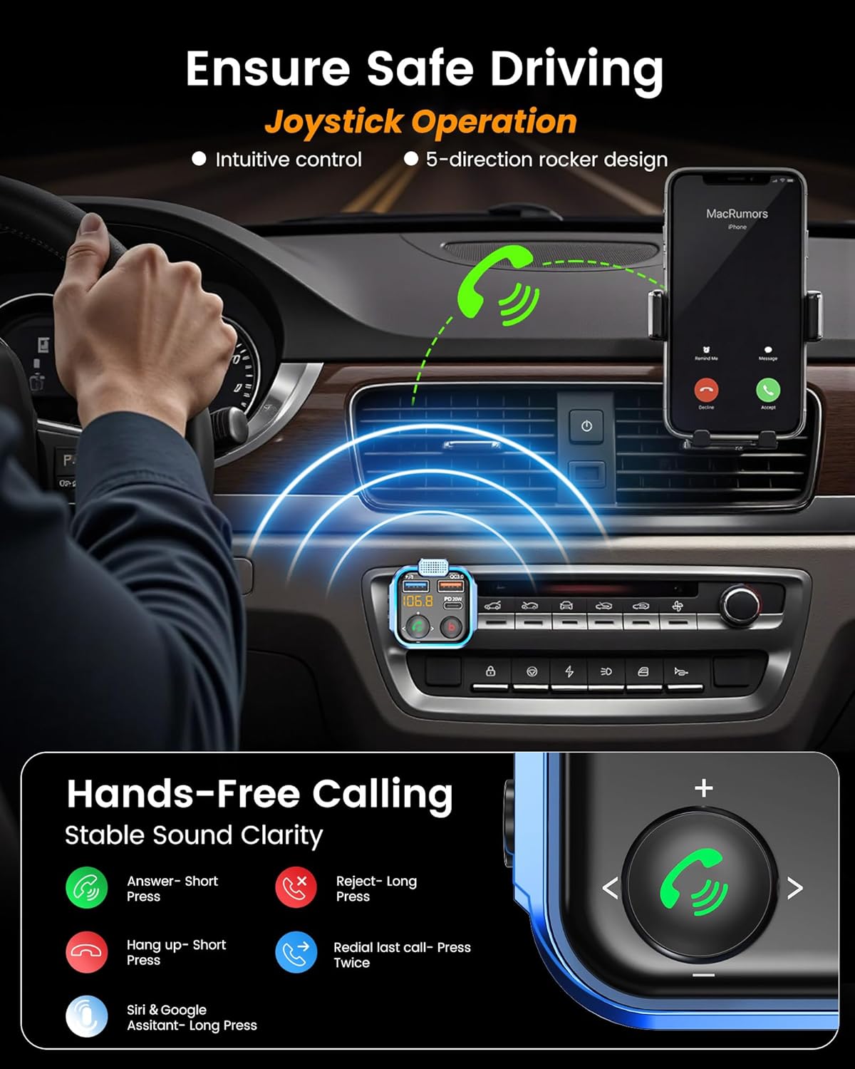 Thumbnail 1 de LENCENT Bluetooth FM Transmitter with 30W