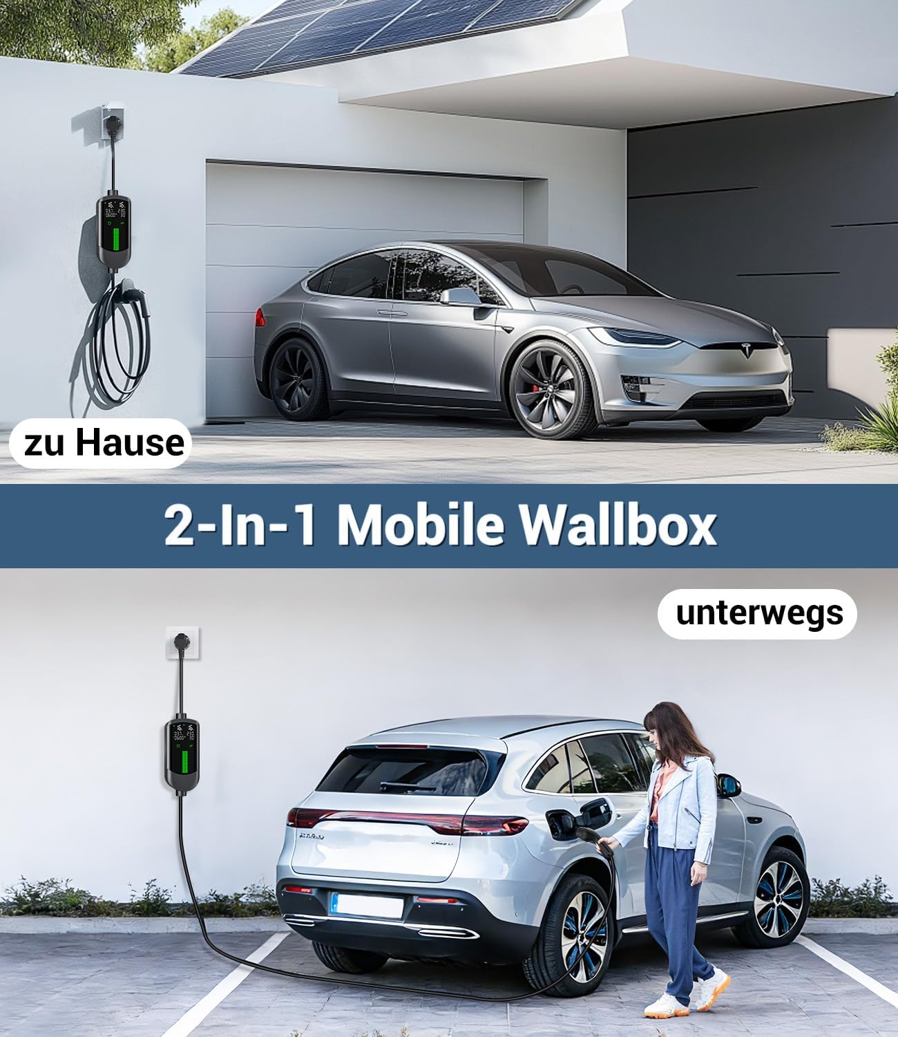 Thumbnail 6 de Typ 2 Ladekabel Schuko 3,7kW – 7 m, 1-phasig, IP65, LCD-Anzeige, 6–16 A, für alle EVs (IEC 62196-2) & PHEVs