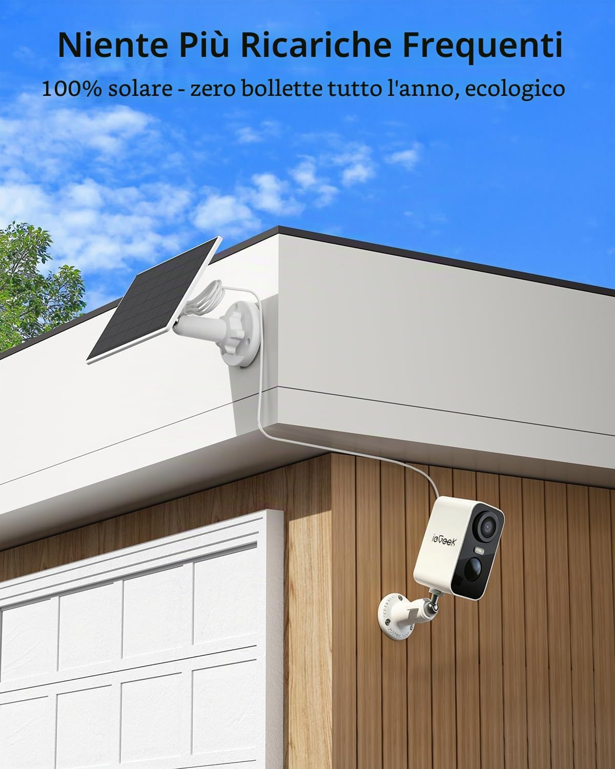 Thumbnail 2 de ieGeek ZS-GX3S – Pannello solare esterno per telecamere con connettore tipo C, supporto regolabile a 360°, IP65