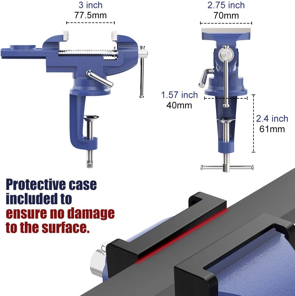 Thumbnail 6 de Nuovoware 3-Inch Table Vise with 360° Swivel Base, Cast Iron