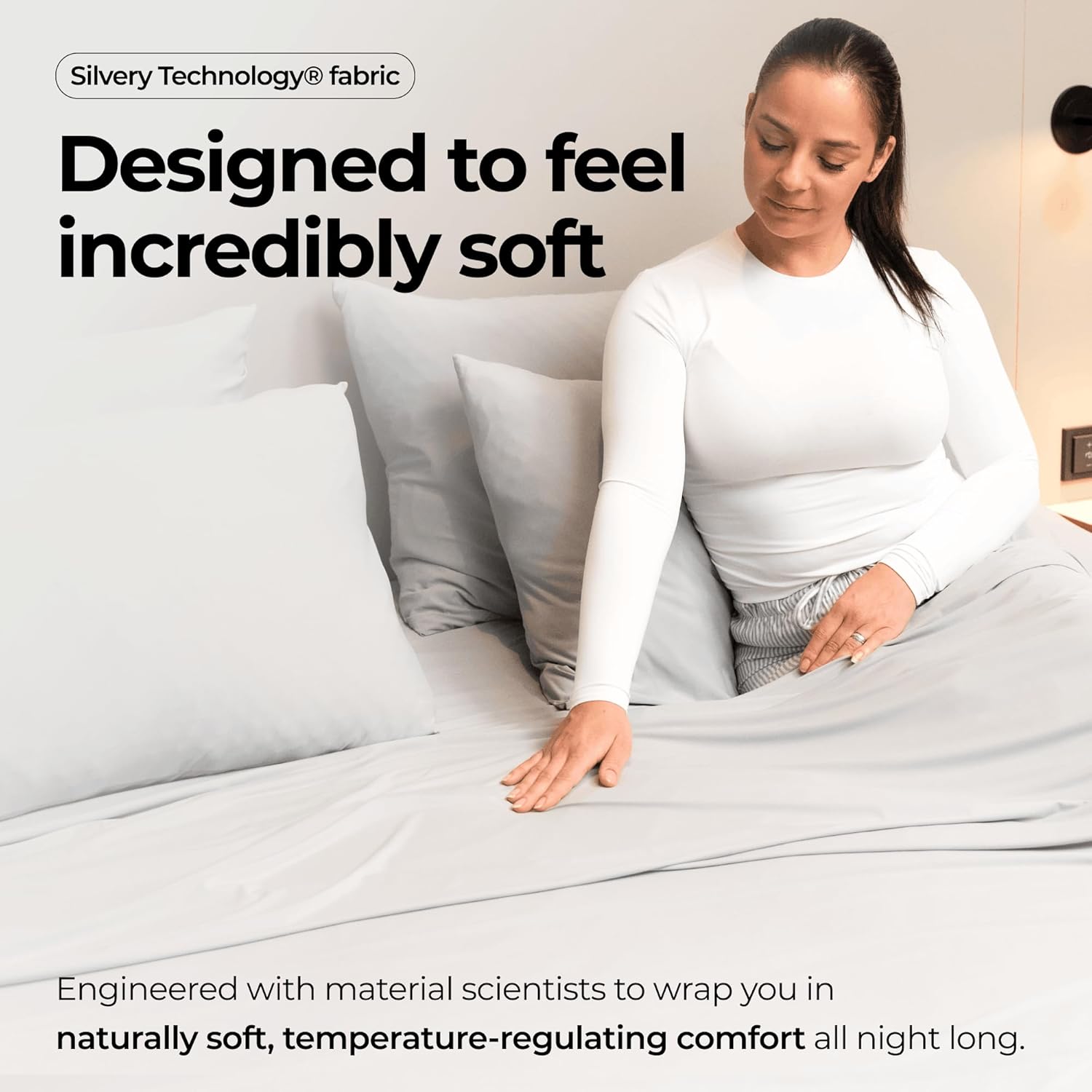 Thumbnail 2 de Silvery Silver Infused Bed Sheets Set, 3X Fresh