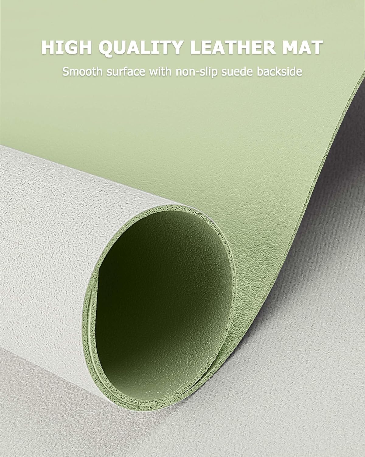 Detalle de MOLMO Non-Slip Desk Mat (Matcha Green), waterproof leather desk pad, 60 x 35 cm