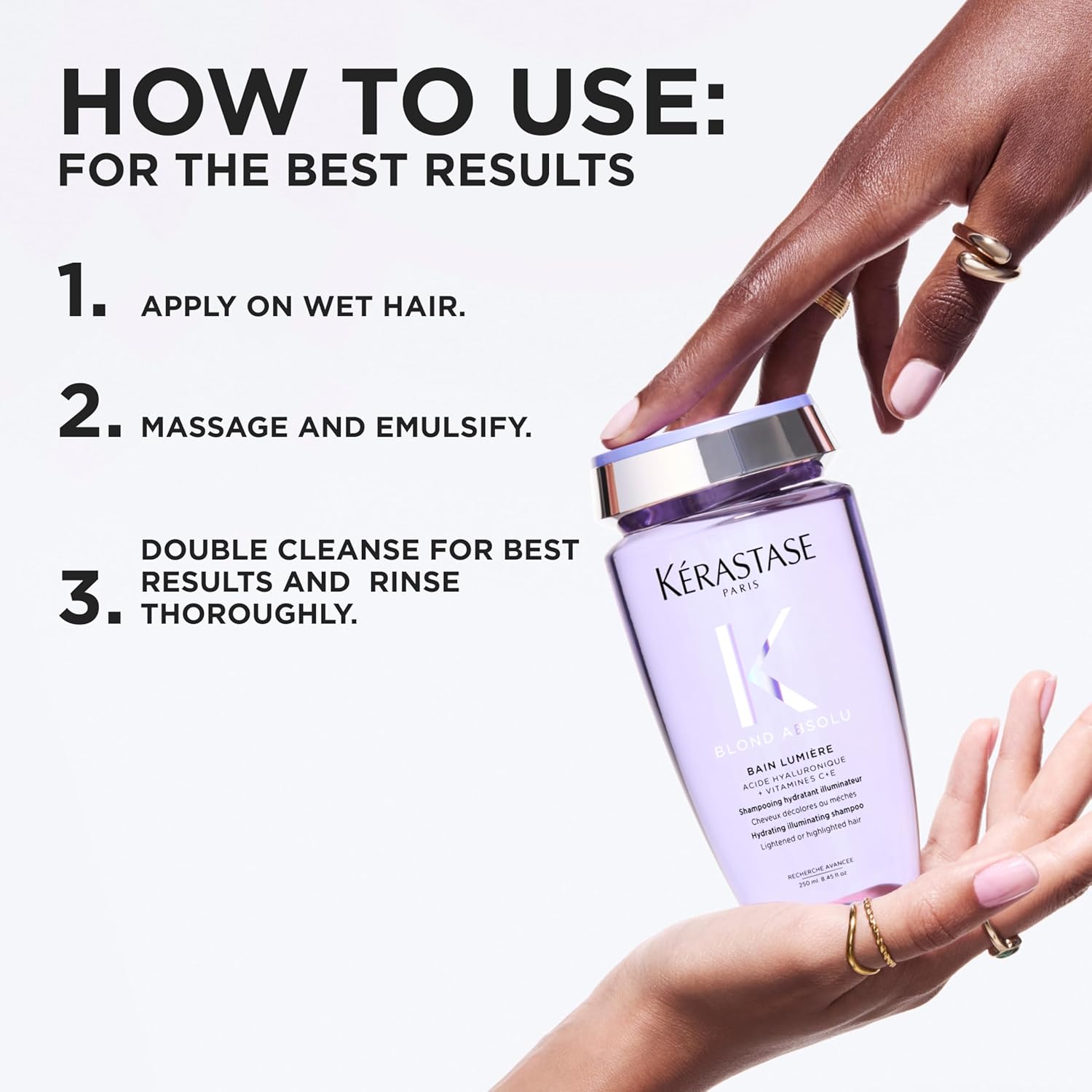 Detalle de Kérastase Blond Absolu Hydrating Illuminating Shampoo (Bain Lumiere) for Lightened, Highlighted and Grey Hair