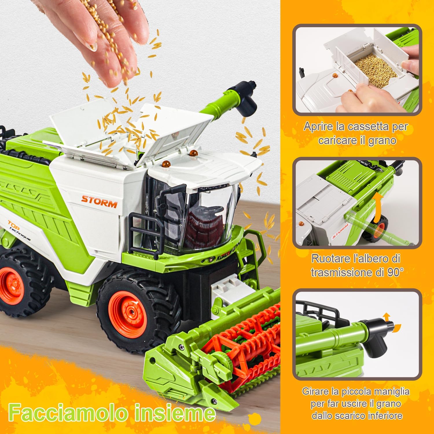 Thumbnail 4 de PENGBU RC Mietitrebbia Giocattolo Telecomandata 2,4 GHz con Spruzzi, Luce e Suono per Bambini 3–6 Anni