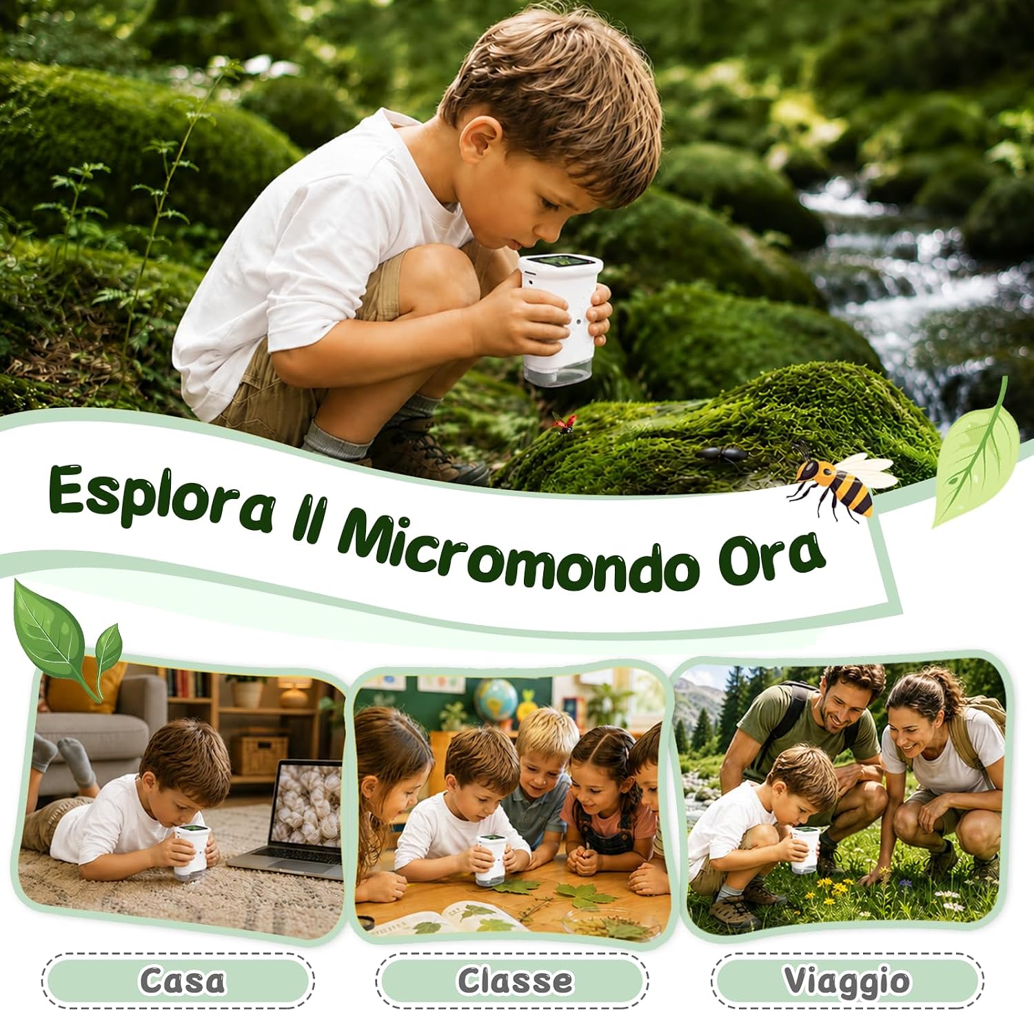 Thumbnail 5 de ASPOVEN Microscopio Digitale Bambini 1000X con Schermo IPS 2'' – Esplora il micro-world in modo semplice