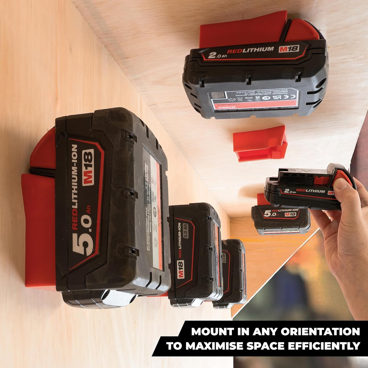 Detalle 2 de StealthMounts Supports de Batterie Milwaukee 6 pièces
