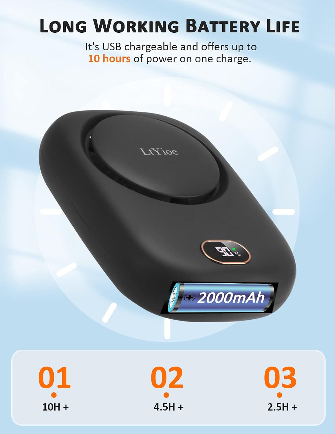 Thumbnail 3 de LtYioe Handheld Mini Fan – Rechargeable Personal Eyelash Fan with Strong Airflow and LED Display