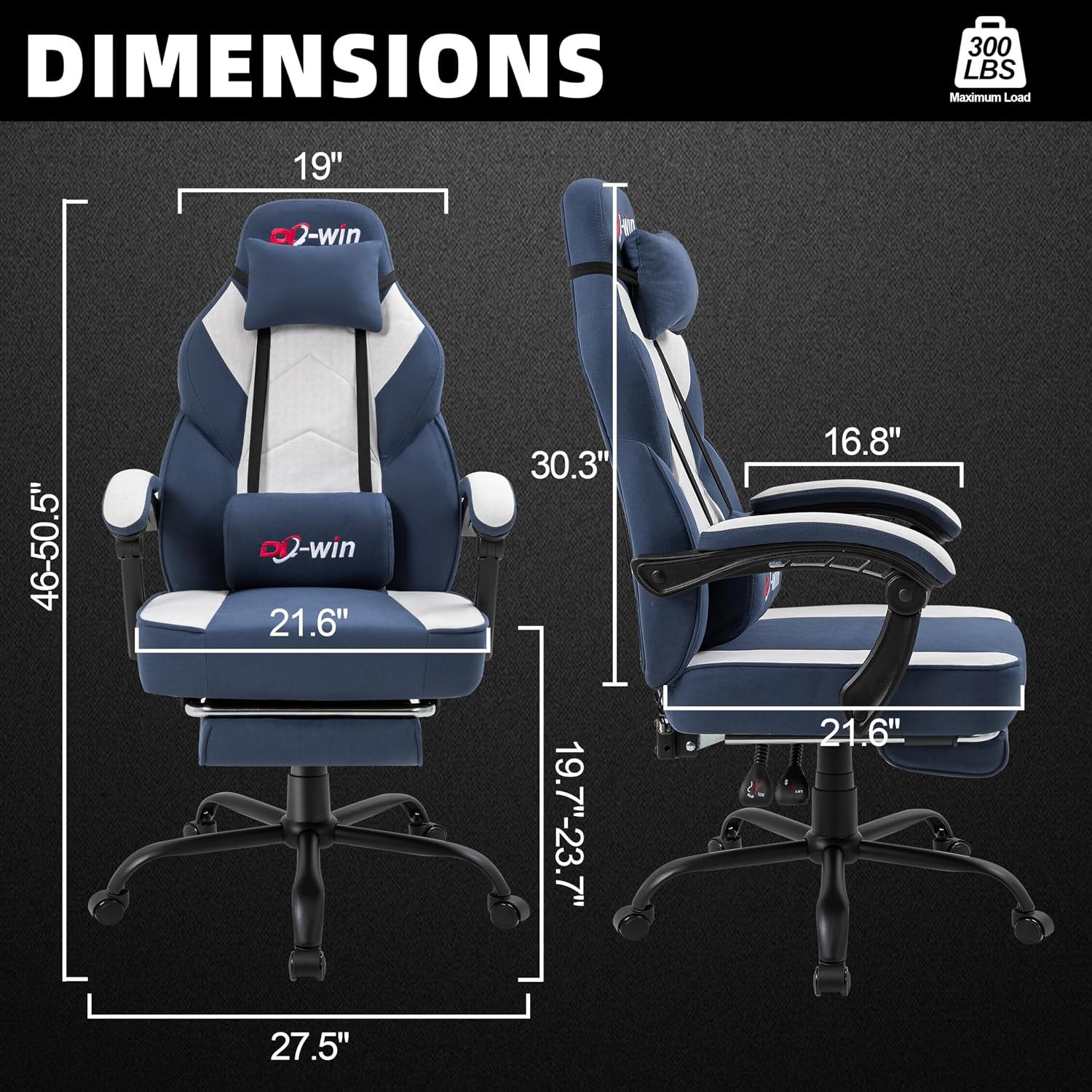Detalle de Shintenchi Fabric Gaming Chair