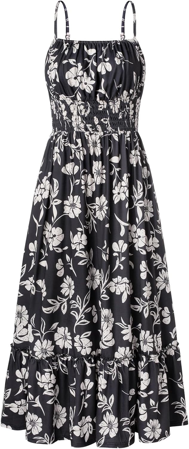 Thumbnail 6 de GRACE KARIN Smocked Floral Maxi Dress with Pockets — Summer Vacation Boho Sundress (2026)