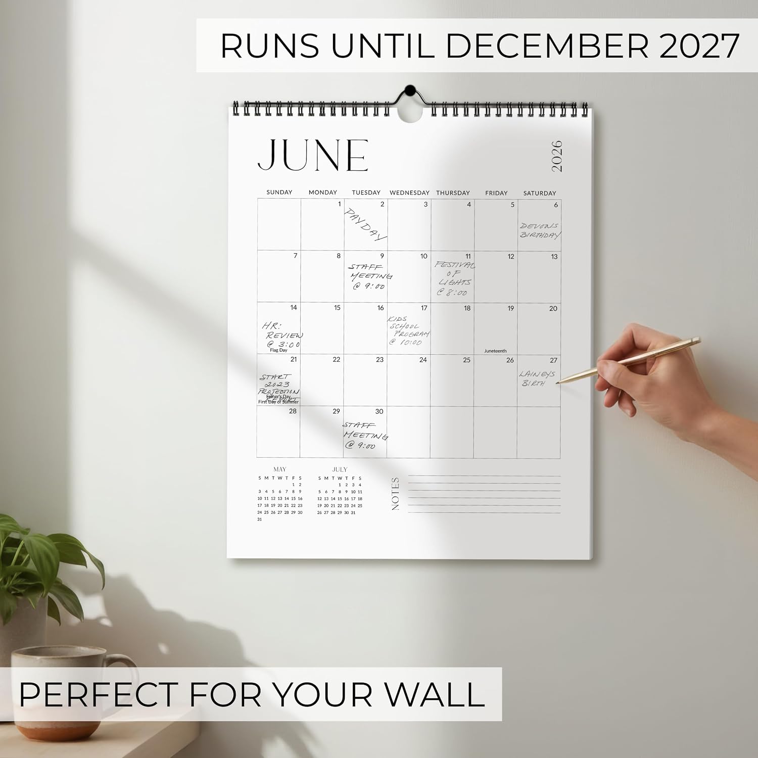 Detalle de ZICOTO 2026-2027 Wall Calendar, 14.5 x 11.5-Inch Minimalist Paper Planner