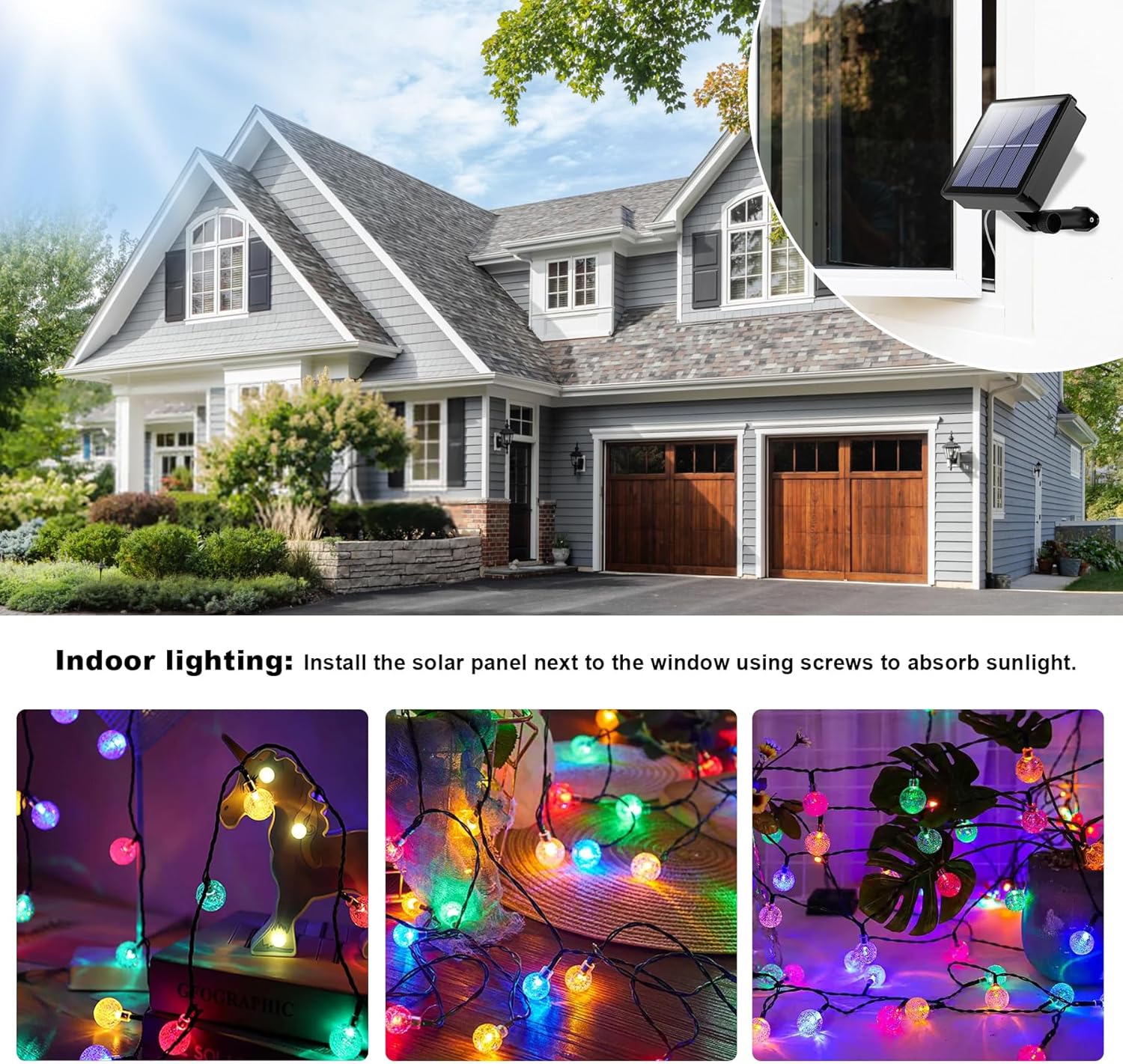 Detalle 2 de Knayis 50LED Solar Fairy Lights (7m/23ft) – Outdoor Waterproof String with 8 Lighting Modes