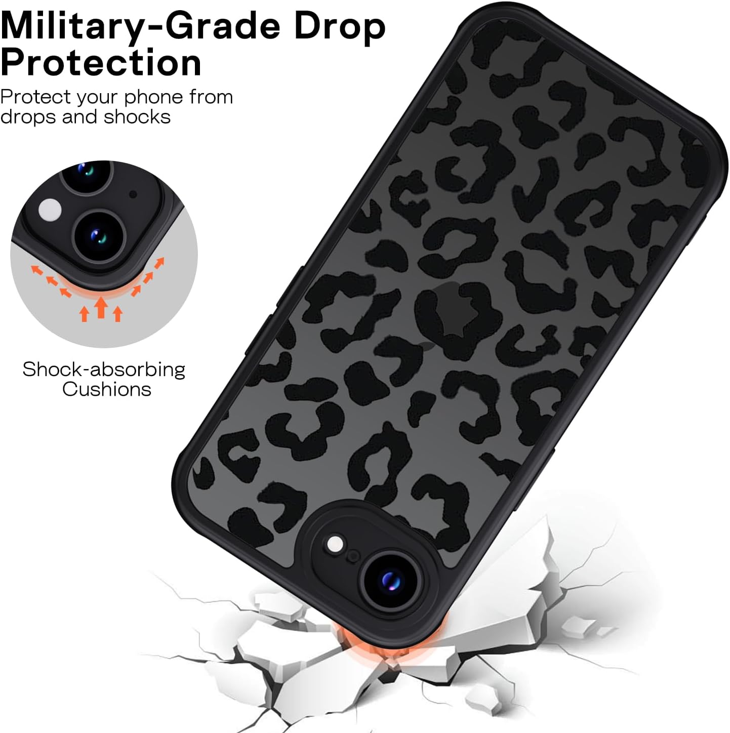 Detalle 2 de Coque XTCASE iPhone 16e / 17e aesthetic mode léopard, translucide mate, avec bumper TPU antichoc