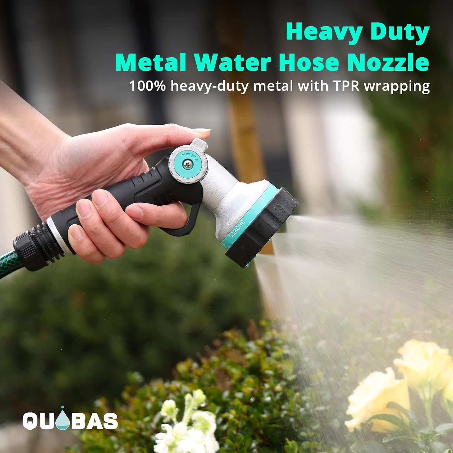 Detalle 2 de QUOBAS HN11 Garden Hose Nozzle, 6 Spray Patterns, Thumb Control