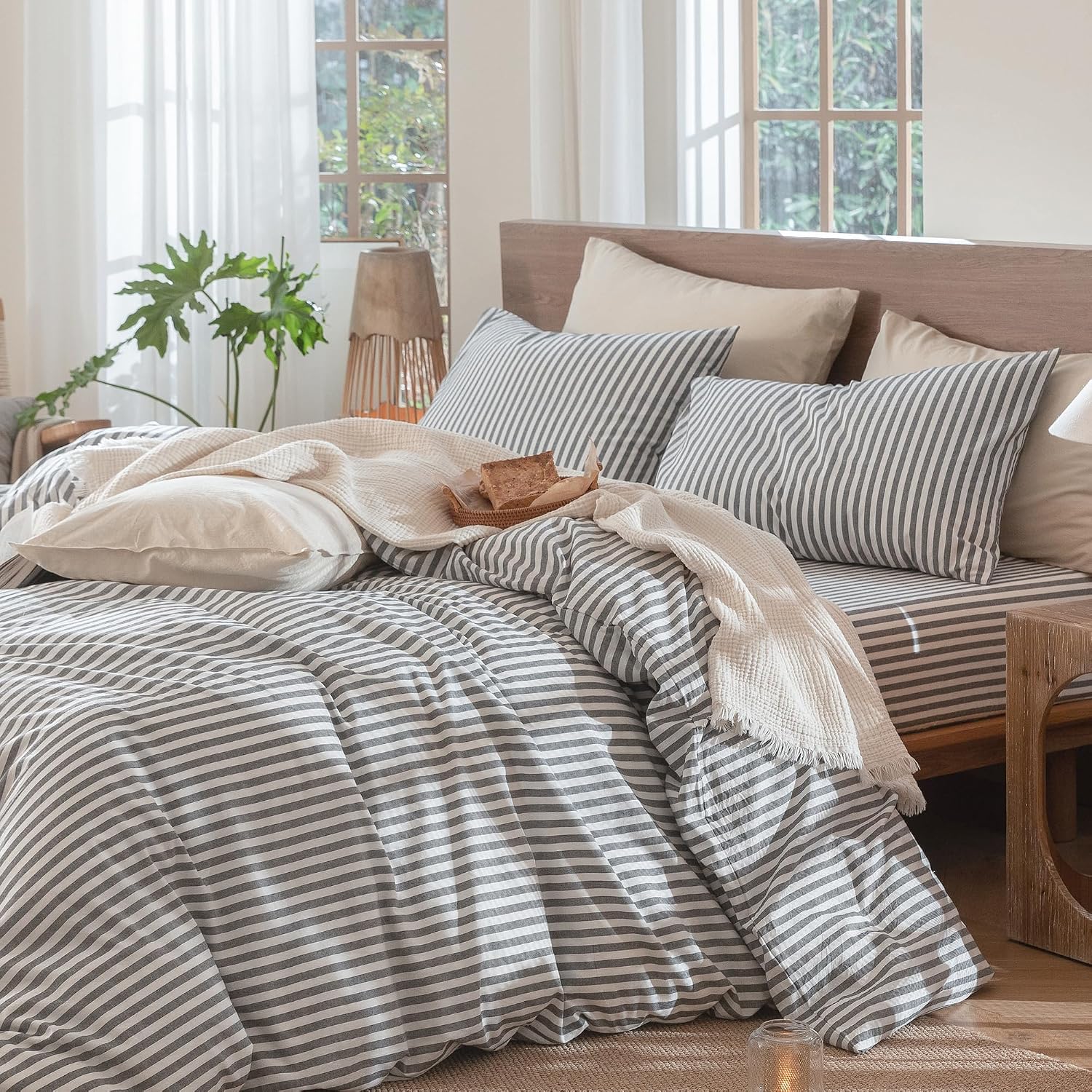 Detalle de MooMee Striped Duvet Cover Set 90x90 Queen