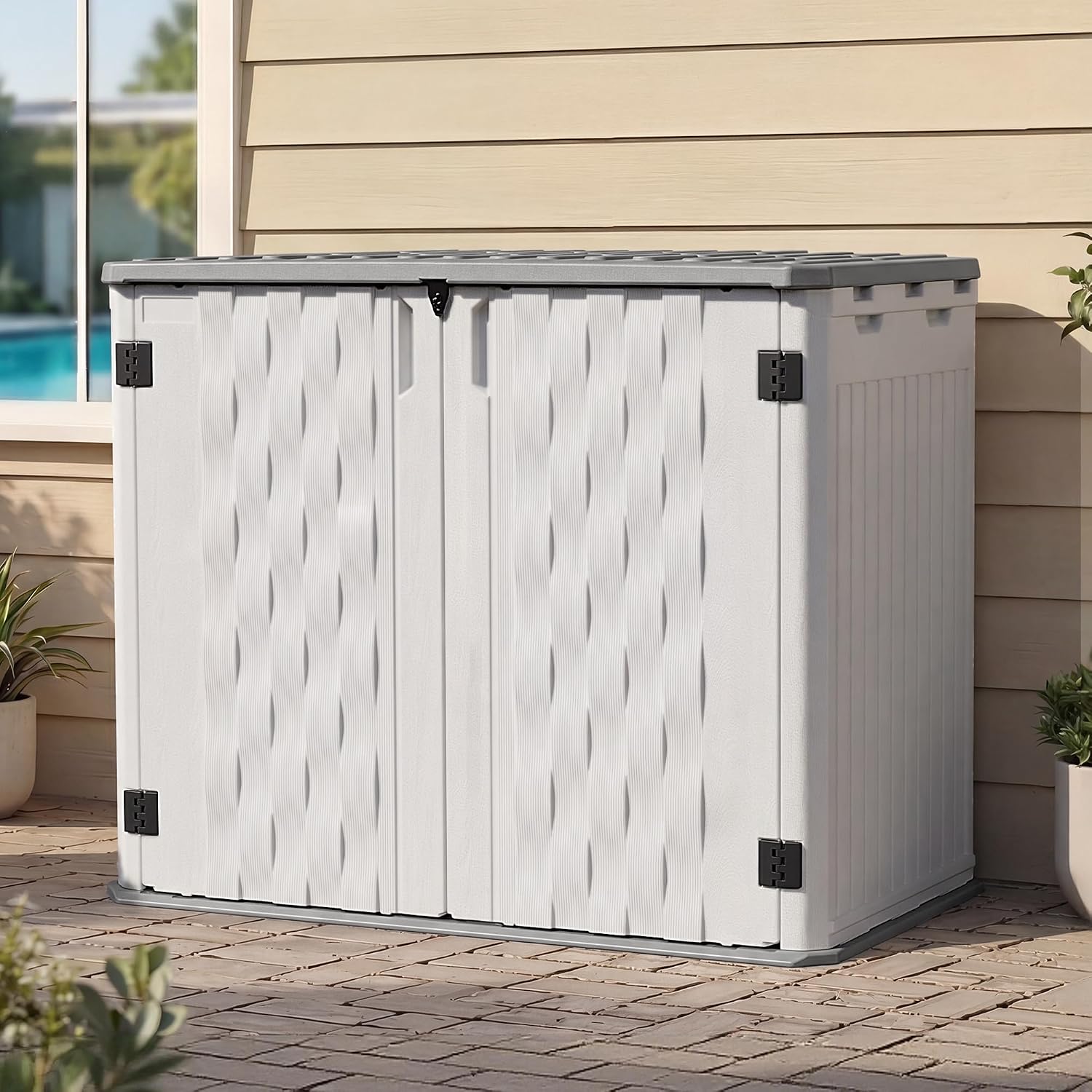 Thumbnail 6 de UDPATIO 34 Cu.Ft Resin Outdoor Storage Shed, White HDPE with Floor