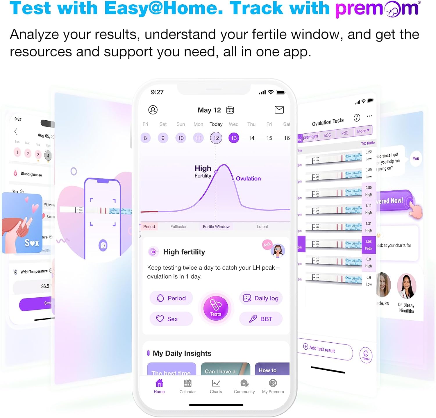 Thumbnail 6 de Easy@Home 50 ovulation test strips and 20 pregnancy test strips kit (Premom app supported)