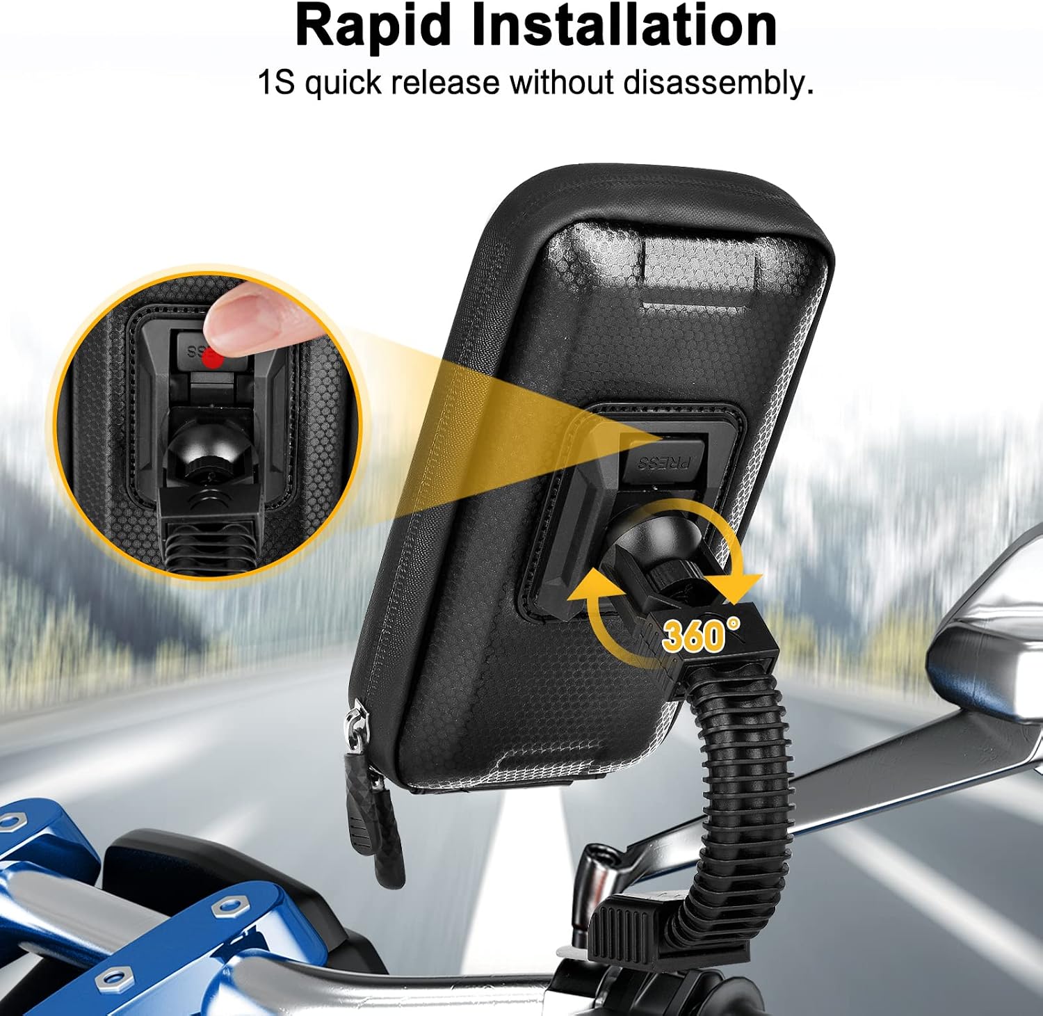 Detalle de ENONEO motorhouder voor gsm tot 6,7 inch, waterdicht en 360° draaibaar