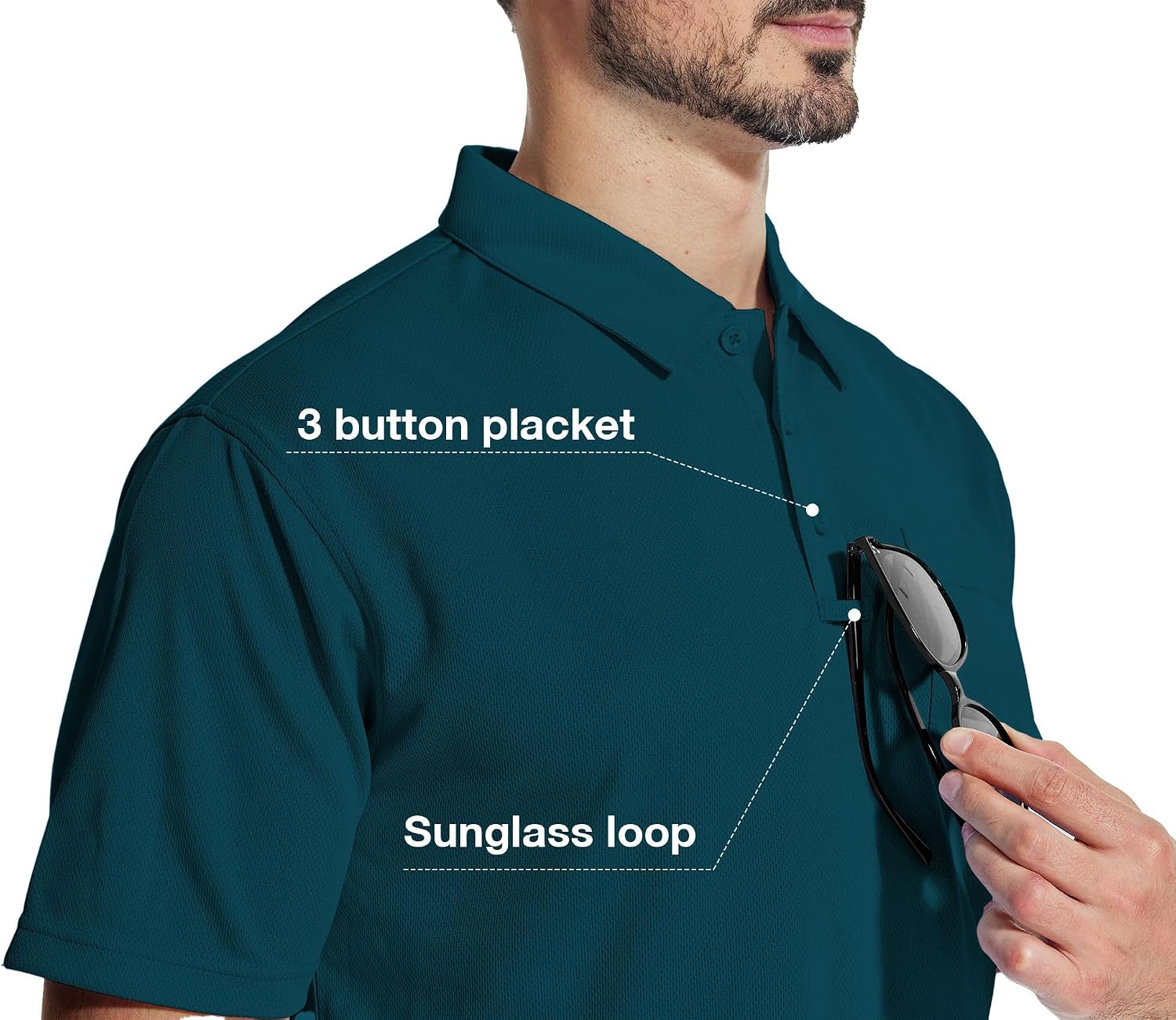 Thumbnail 4 de ZITY 5-Pack Polo Shirts with Pocket: Quick-Dry, Short Sleeve Men’s Polo