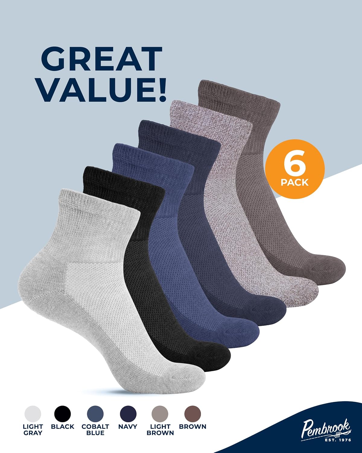Thumbnail 4 de Pembrook Ankle Diabetic Socks, 6 Pairs, Wide Non-Binding Fit