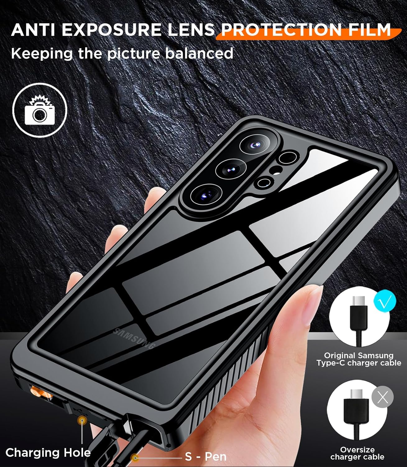 Thumbnail 6 de Temdan Waterproof Case for Samsung Galaxy S26 Ultra (6.9-inch) — IP68 Rugged Full-Body Protection with Built-in Screen & Lens Covers