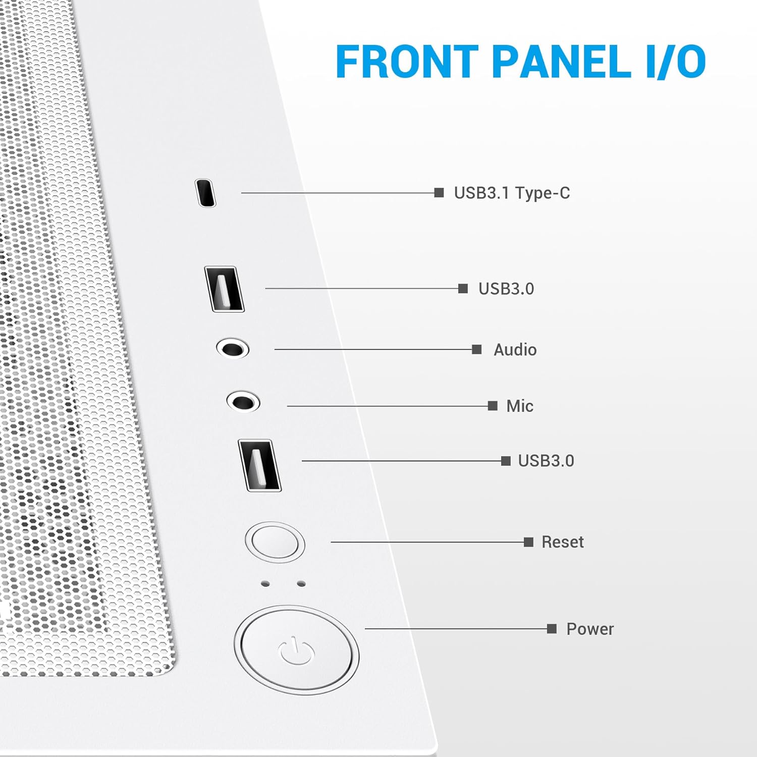 Thumbnail 6 de SAMA V40 Mid-Tower-ATX-Gehäuse – 6 ARGB-PWM-Lüfter vorinstalliert, Glas-Doppelkammer-Design, USB-C, Weiß