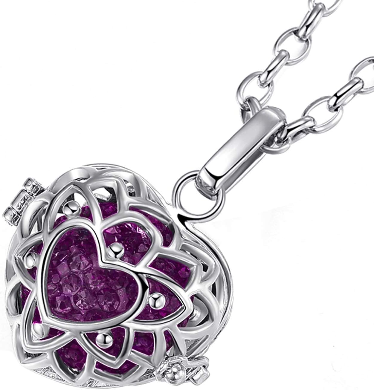 Detalle de Morella Catenina donna in acciaio inox 70 cm con ciondolo a cuore e sfera Ø16 mm – con sacchetto di velluto