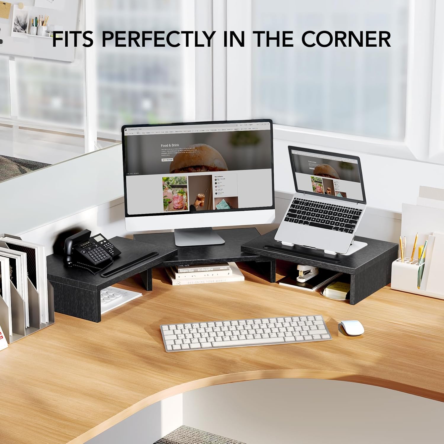 Thumbnail 5 de HUANUO Dual Monitor Stand Riser – Adjustable Desk Monitor Stand for Two Screens