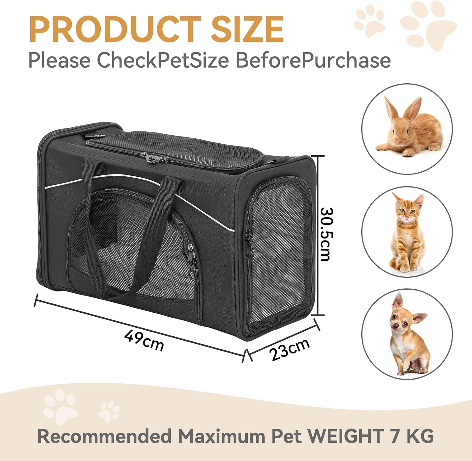 Detalle 2 de Petsfit Transporttasche Hunde und Katze 47 x 23 x 31 cm