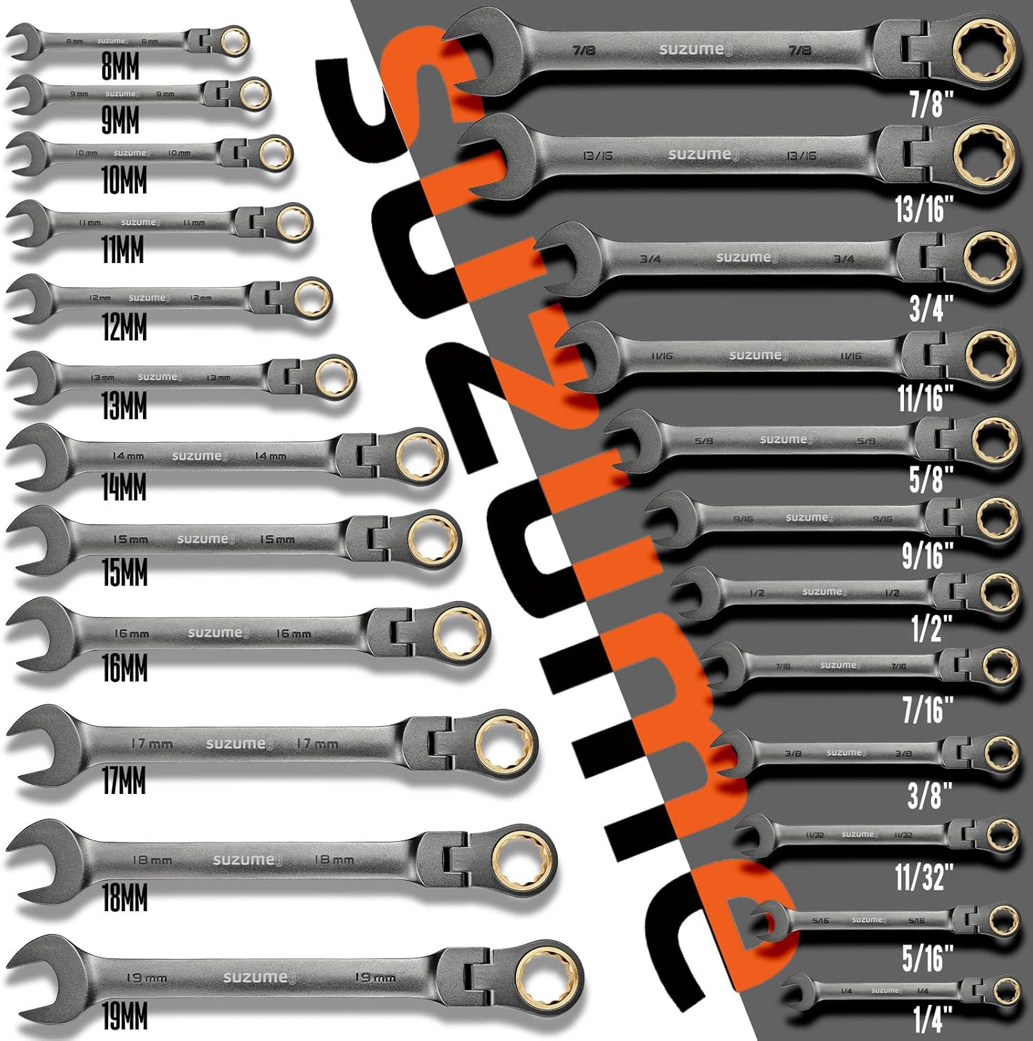 Thumbnail 6 de SUZUME SM2324 24-Piece Flex Head Ratcheting Wrench Set, Metric & SAE