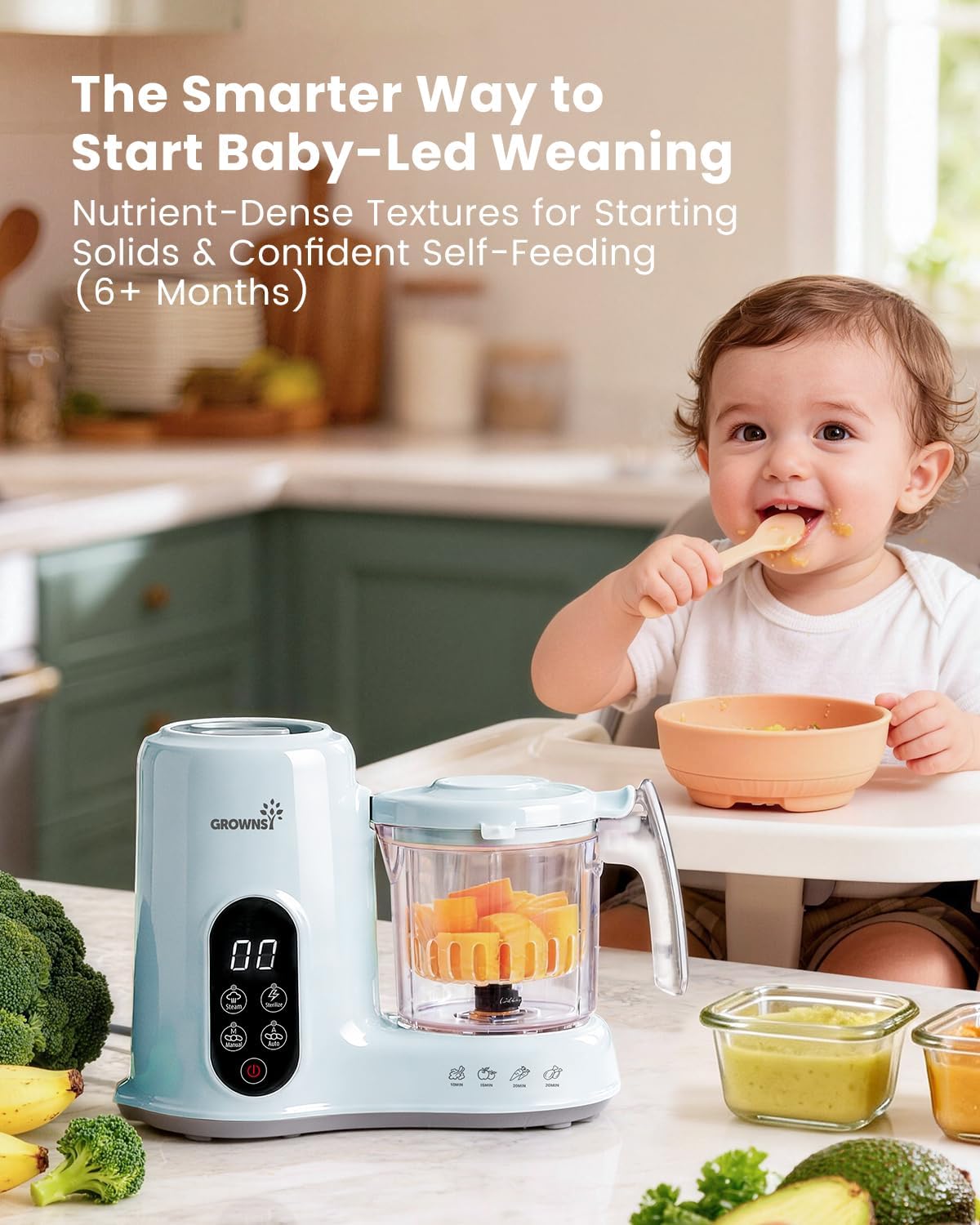 Thumbnail 3 de Grownsy Baby Food Maker with Steam Basket: One-Step Steaming, Blending, and Sterilizing for Healthy Homemade Meals