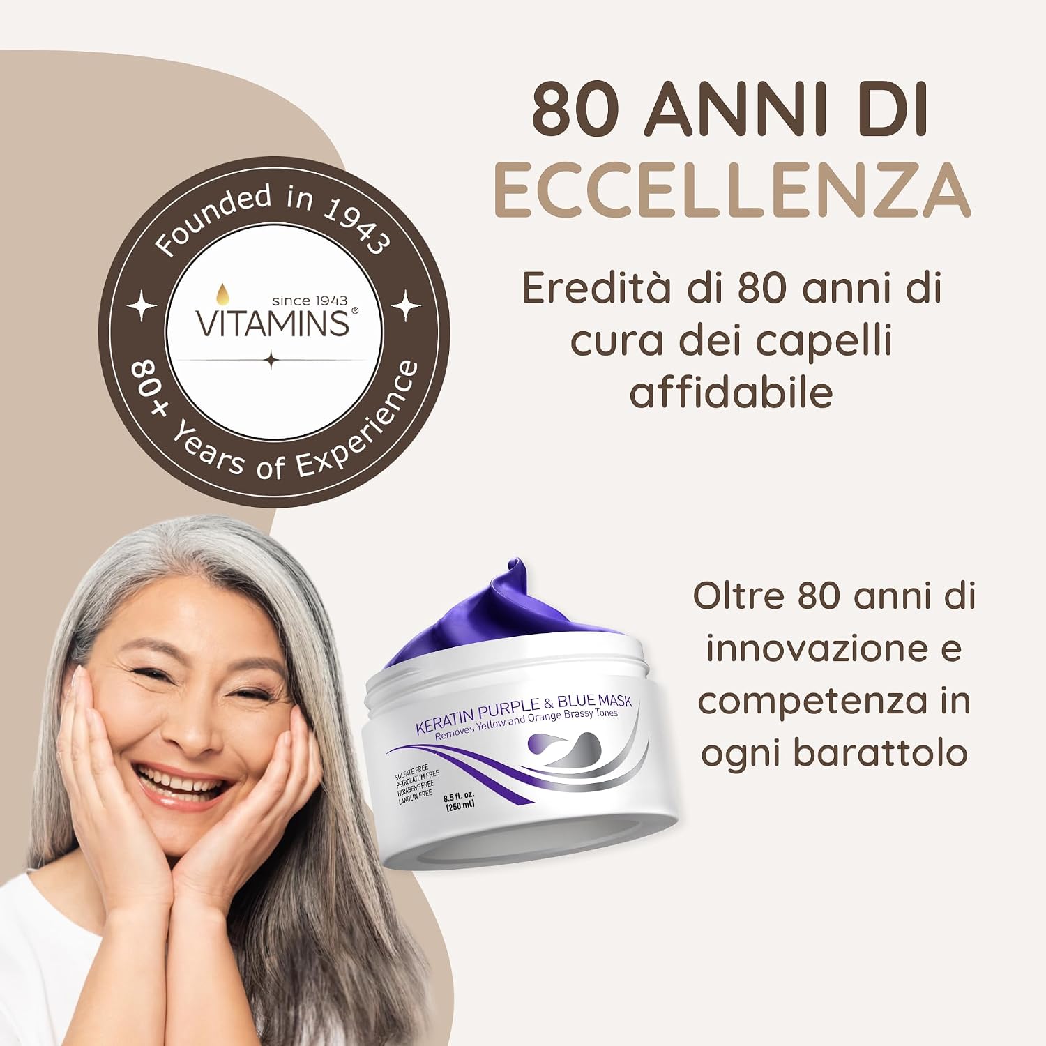 Detalle de Vitamins Maschera viola cheratina 2 in 1