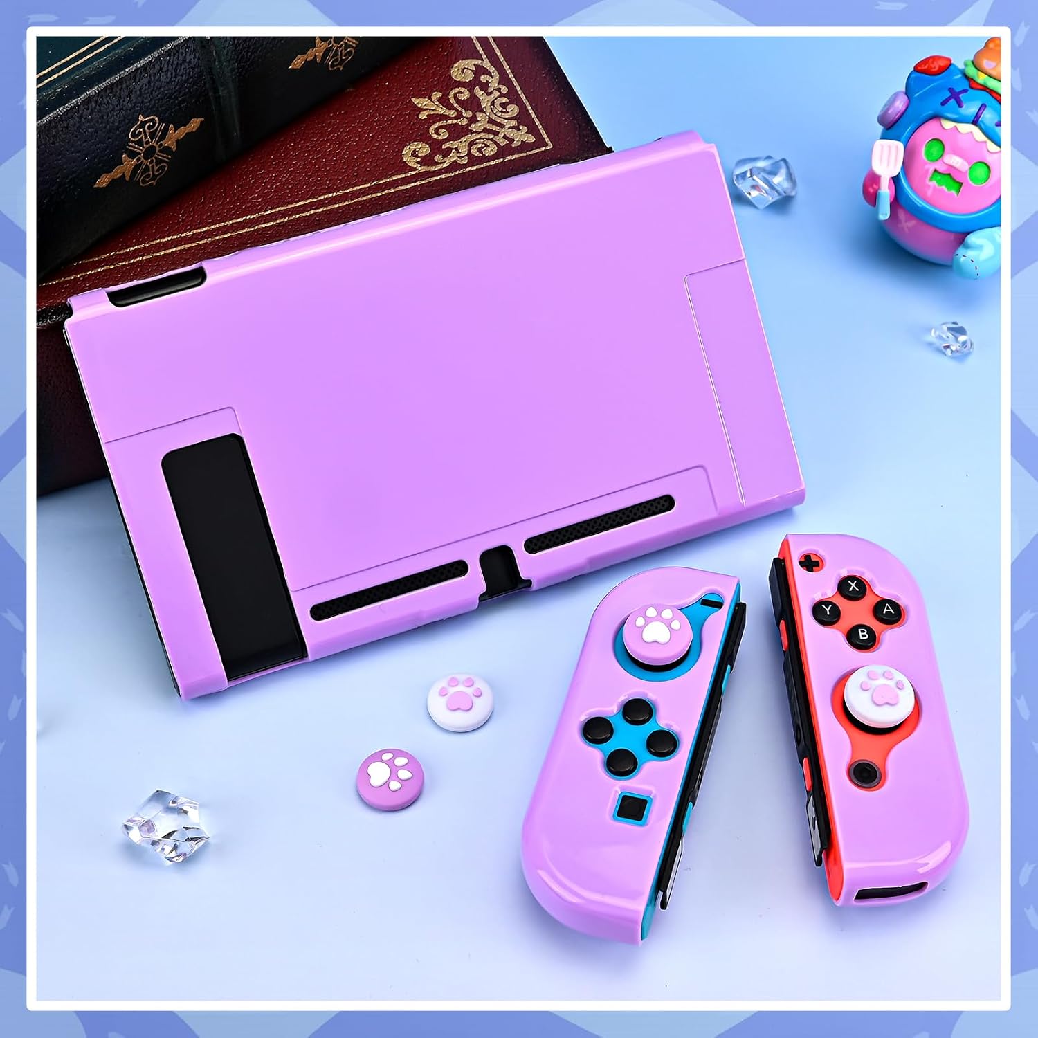 Thumbnail 2 de DLseego Protective Case for Nintendo Switch – Slim Dockable Hard PC Case with 2 Soft Handle Grips and 4 Thumb Grips (Purple)